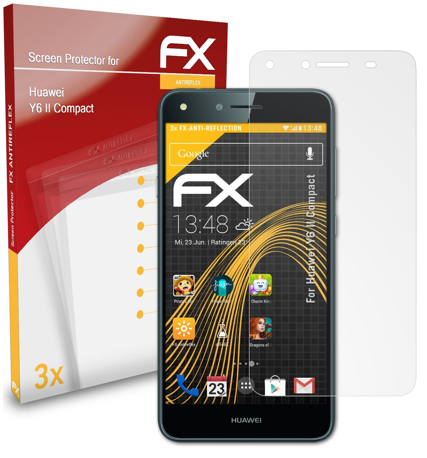 ATFOLIX 3x Huawei Y6 FX-Antireflex II Compact) Displayschutz(für