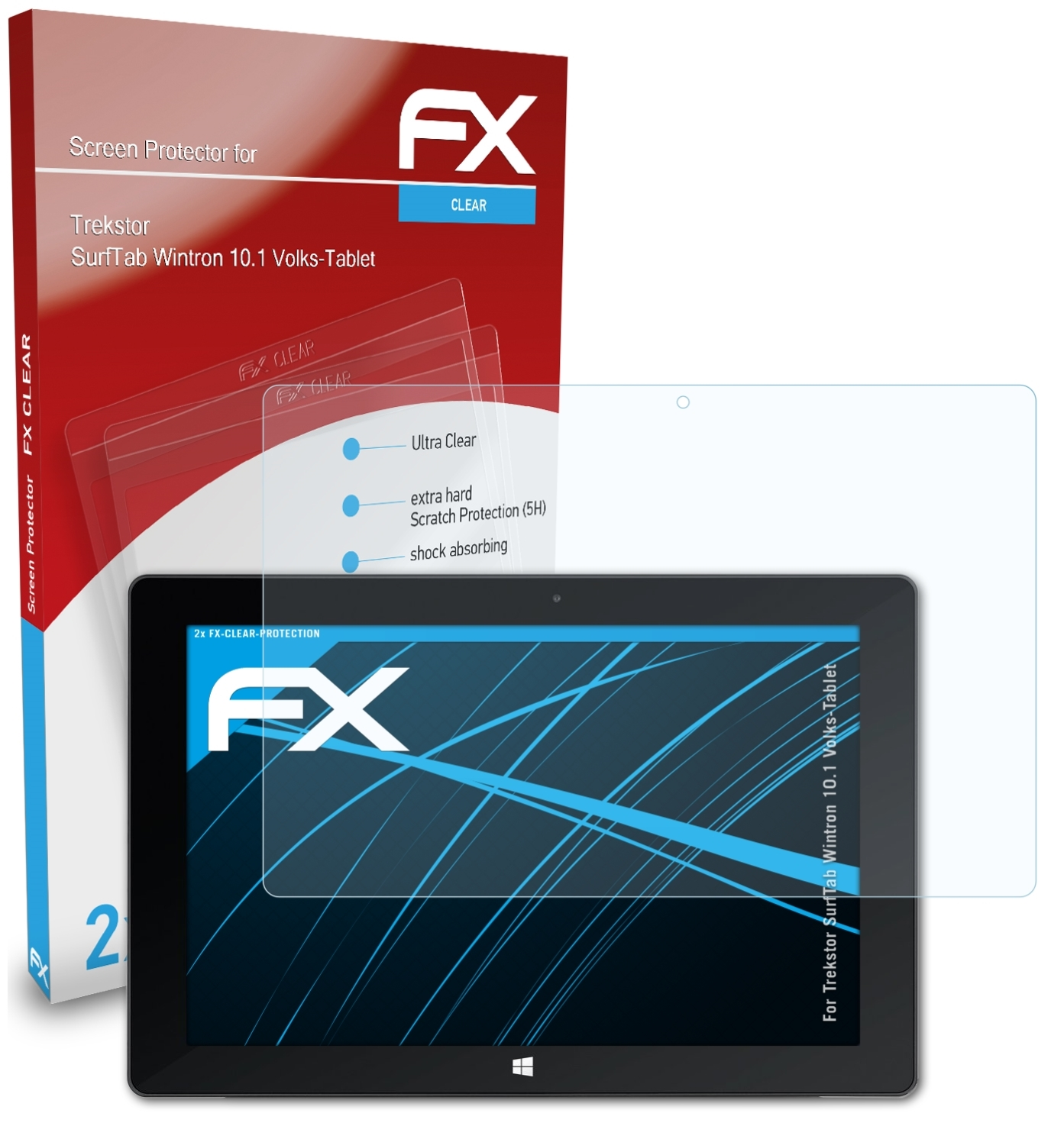 Displayschutz(für SurfTab Trekstor 2x (Volks-Tablet)) 10.1 Wintron ATFOLIX FX-Clear