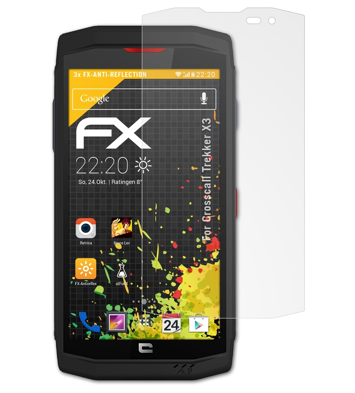 ATFOLIX 3x Crosscall X3) FX-Antireflex Trekker Displayschutz(für