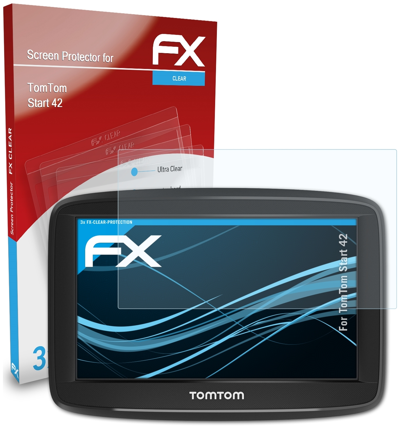 ATFOLIX 3x FX-Clear Displayschutz(für TomTom Start 42)