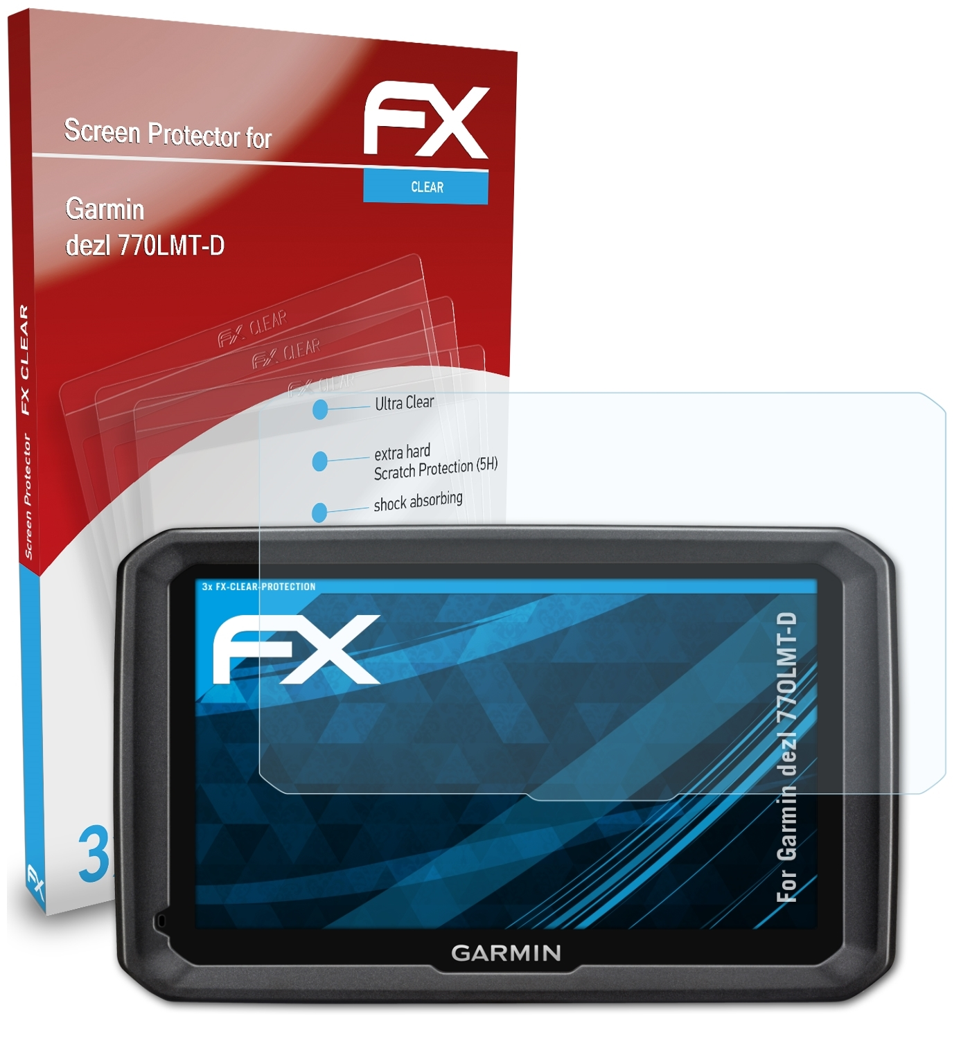 ATFOLIX 3x FX-Clear dezl 770LMT-D) Displayschutz(für Garmin
