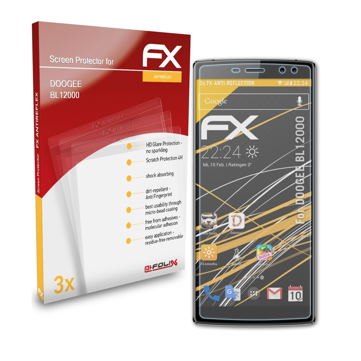 BL12000) 3x FX-Antireflex Displayschutz(für Doogee ATFOLIX