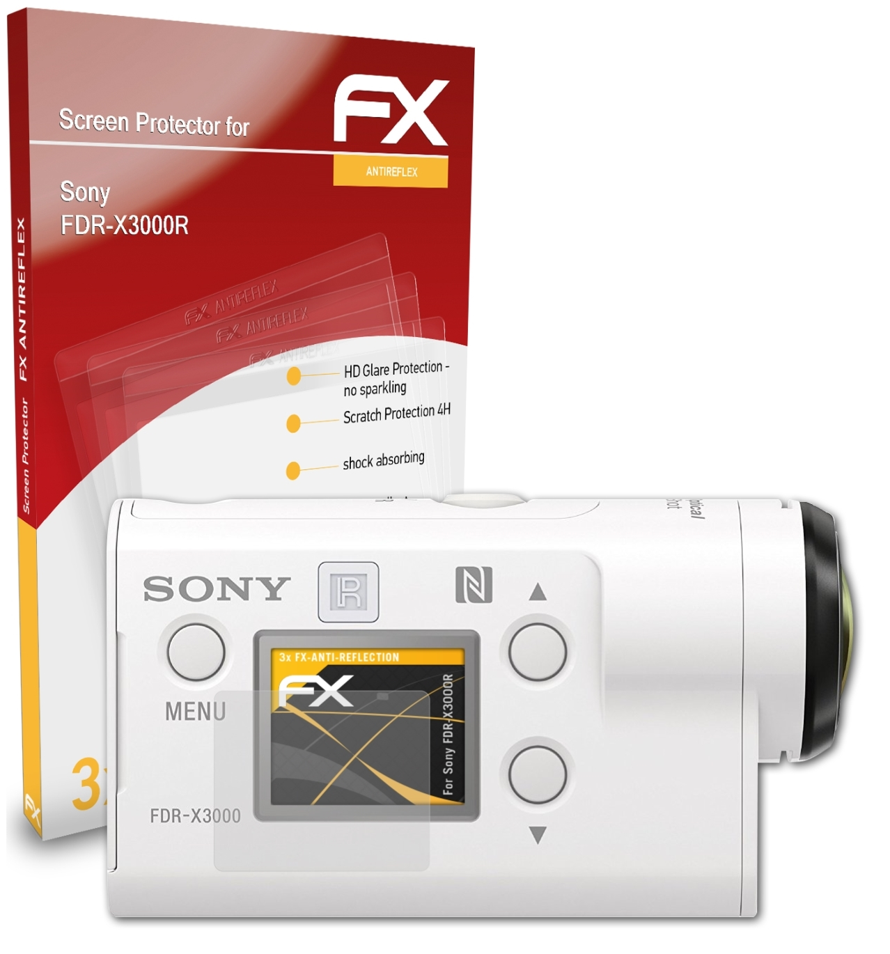 FDR-X3000R) Displayschutz(für ATFOLIX Sony 3x FX-Antireflex