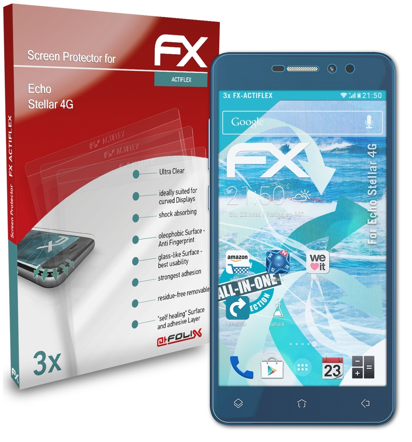 ATFOLIX 3x FX-ActiFleX Displayschutz(für Echo Stellar 4G)