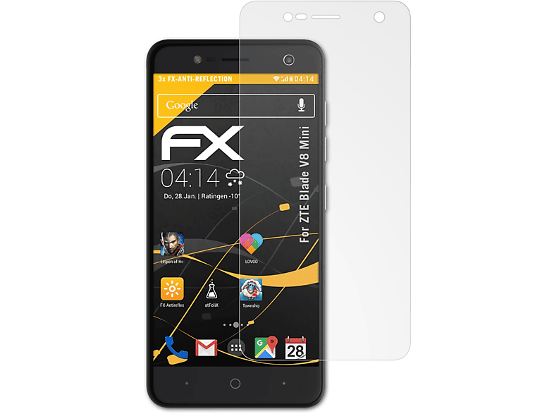 FX-Antireflex ATFOLIX Displayschutz(für Blade 3x ZTE V8 Mini)