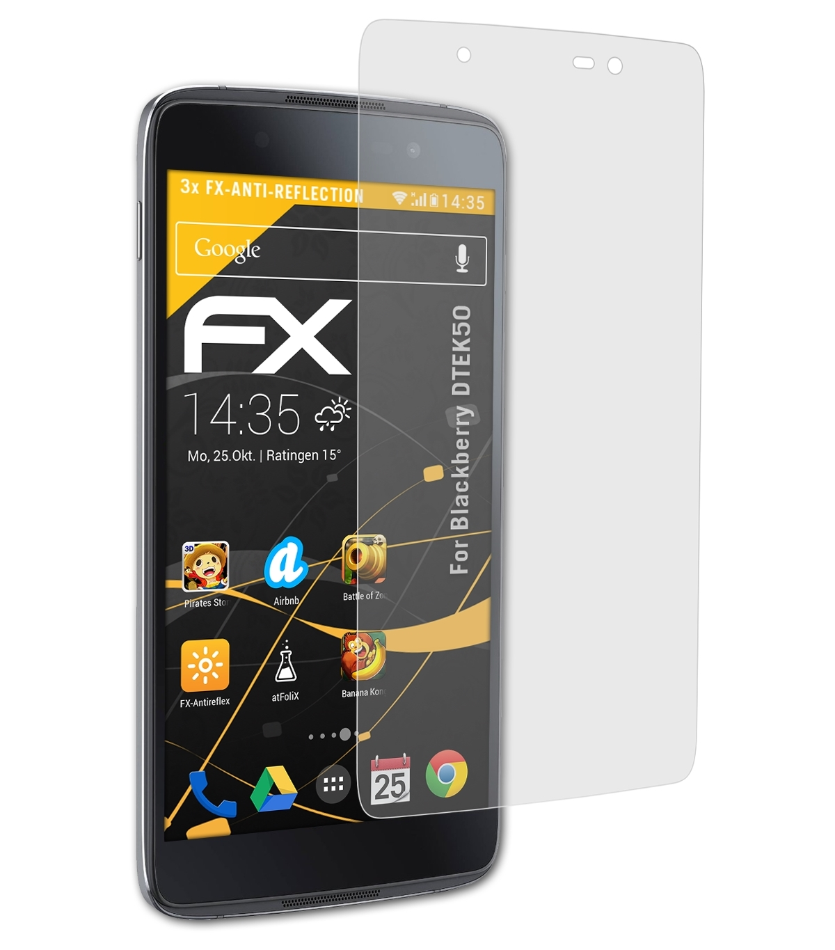 ATFOLIX 3x DTEK50) Displayschutz(für FX-Antireflex Blackberry