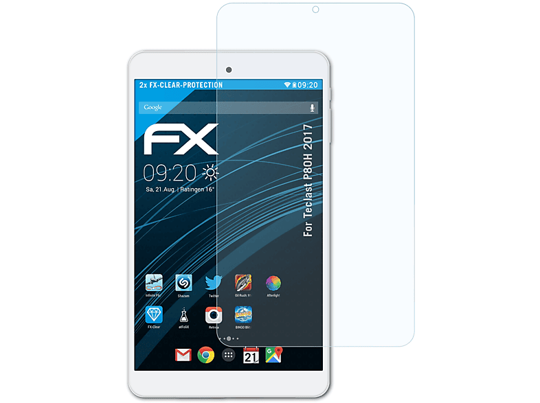 ATFOLIX 2x FX-Clear Displayschutz(für Teclast P80H (2017))