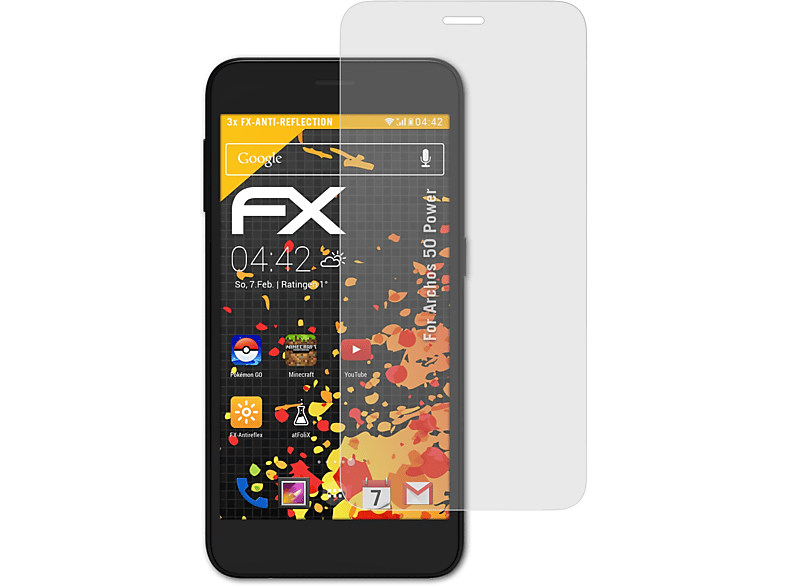 ATFOLIX 3x FX-Antireflex Displayschutz(für Archos 50 Power)