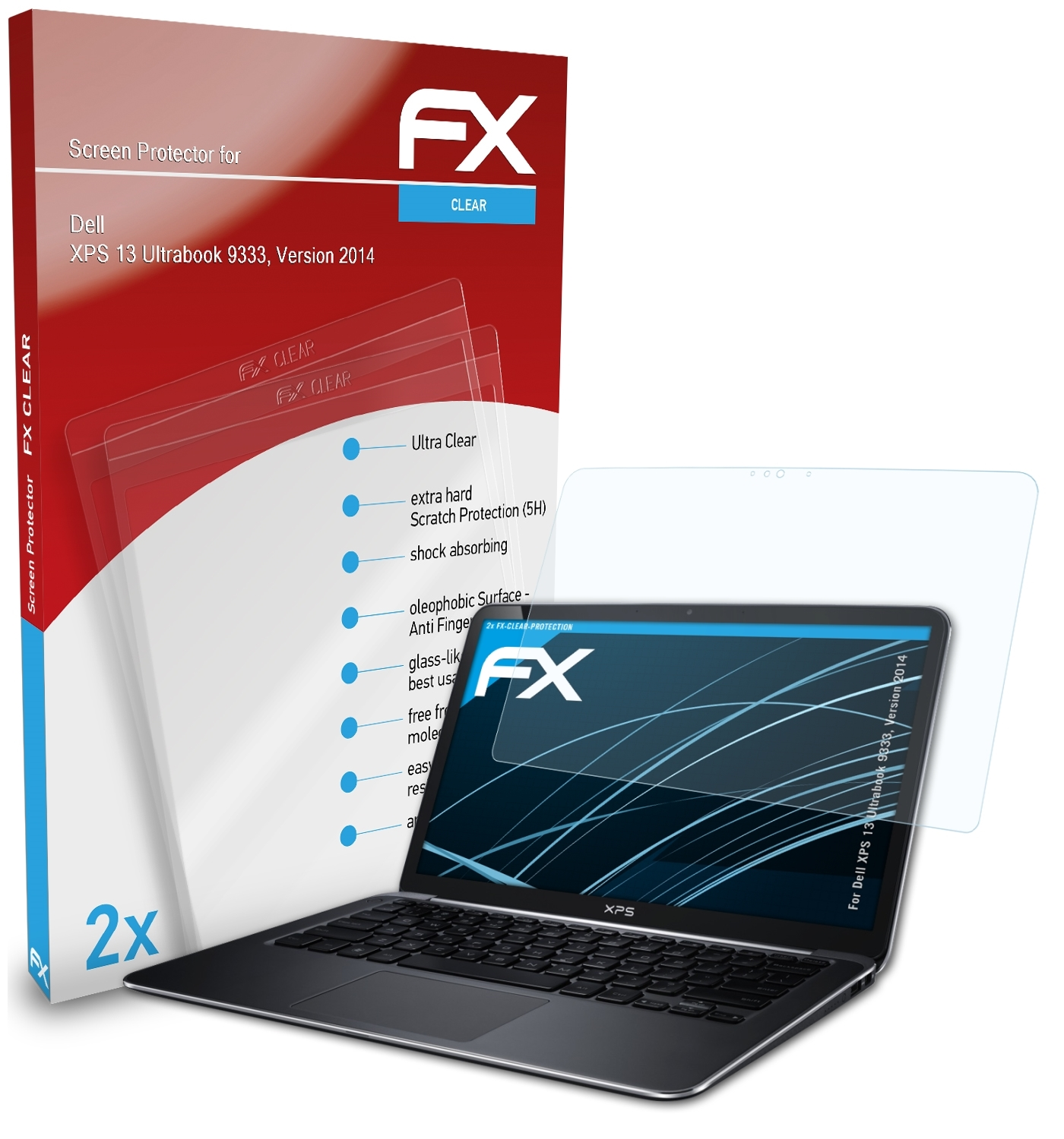 XPS 13 FX-Clear 2014)) ATFOLIX Dell (9333, Ultrabook 2x Version Displayschutz(für