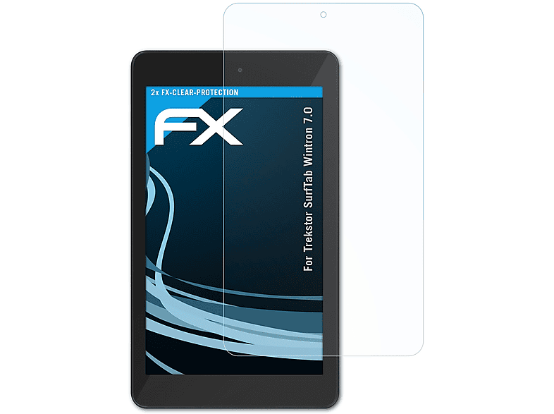 2x ATFOLIX FX-Clear 7.0) Trekstor SurfTab Wintron Displayschutz(für