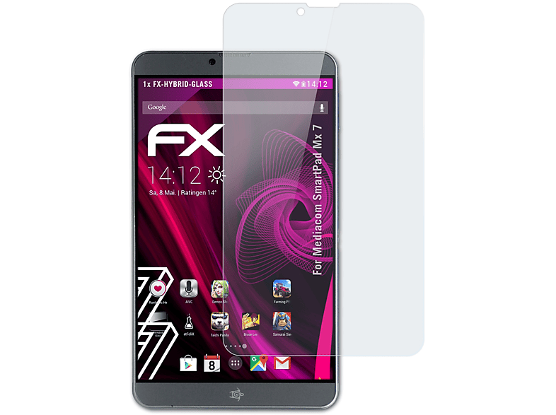 ATFOLIX FX-Hybrid-Glass Schutzglas(für Mediacom SmartPad Mx 7) | Tabletschutzfolien