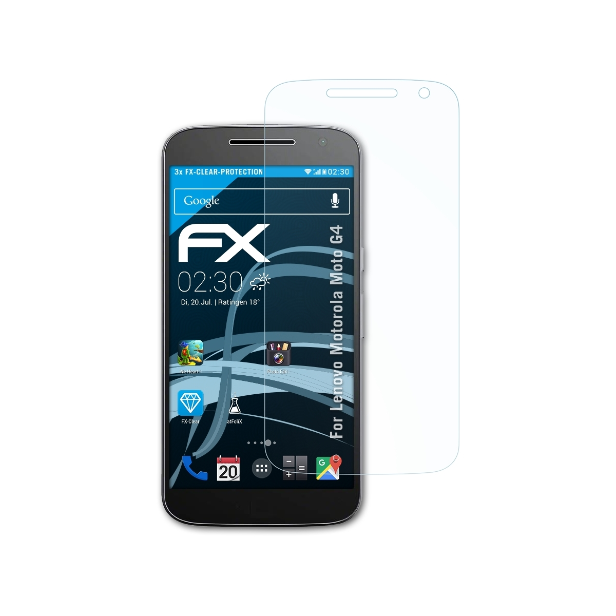 Lenovo Moto ATFOLIX 3x FX-Clear Displayschutz(für Motorola G4)