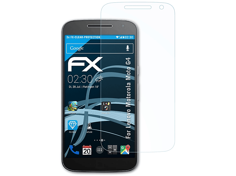 ATFOLIX 3x FX-Clear Displayschutz(für Lenovo G4) Moto Motorola