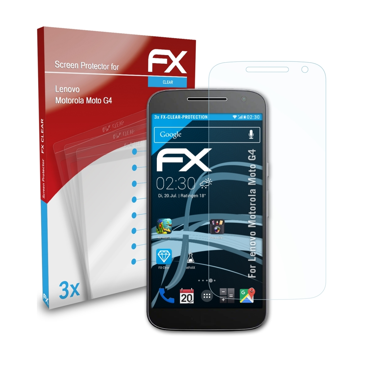 G4) Motorola 3x Displayschutz(für FX-Clear Moto Lenovo ATFOLIX