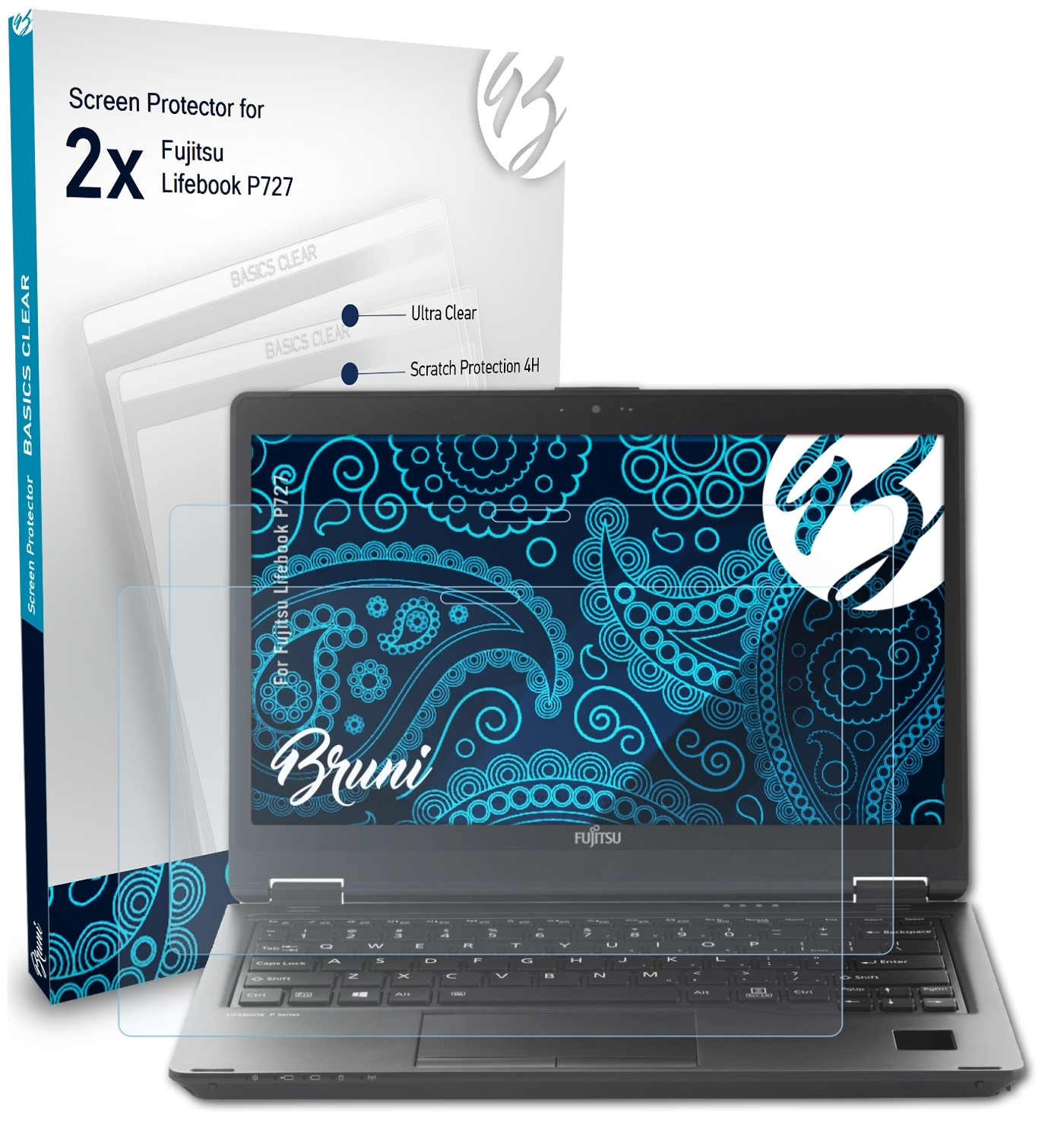 BRUNI 2x Basics-Clear Fujitsu Schutzfolie(für P727) Lifebook