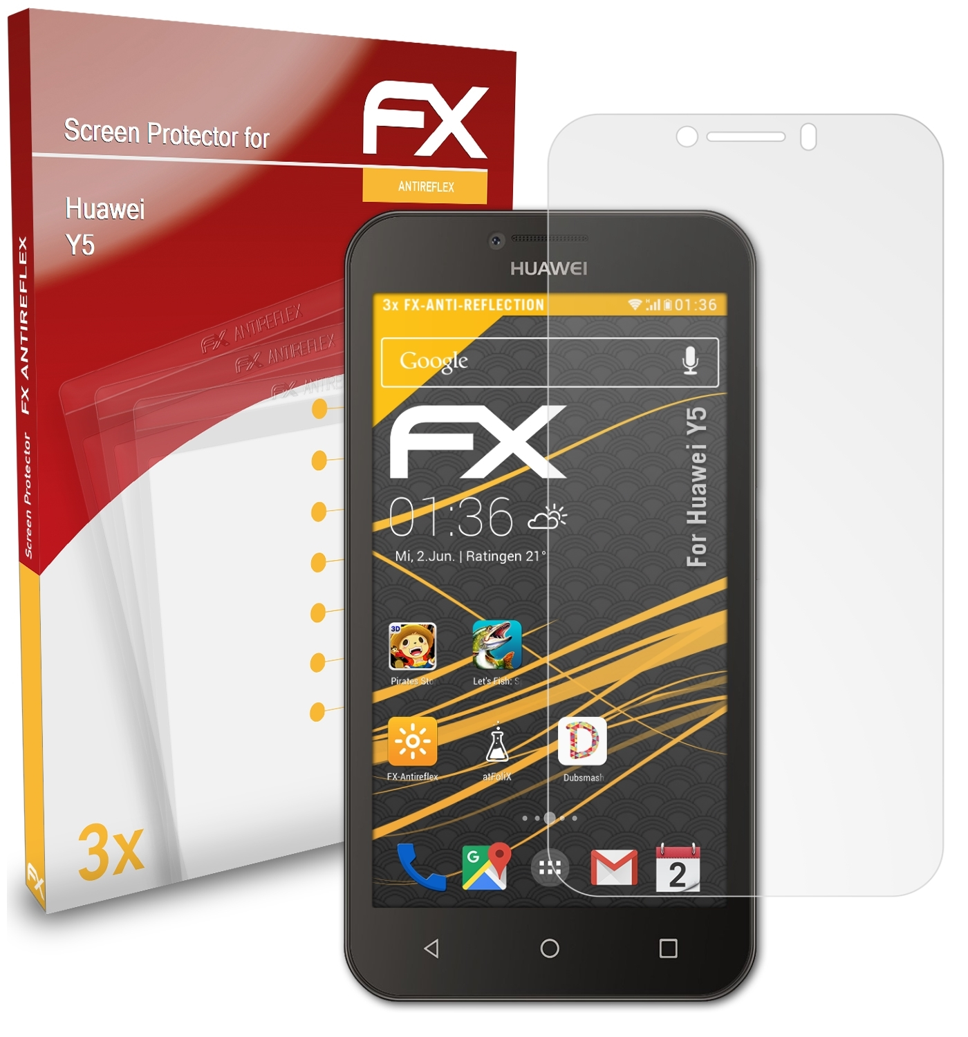 Displayschutz(für ATFOLIX FX-Antireflex Huawei Y5) 3x