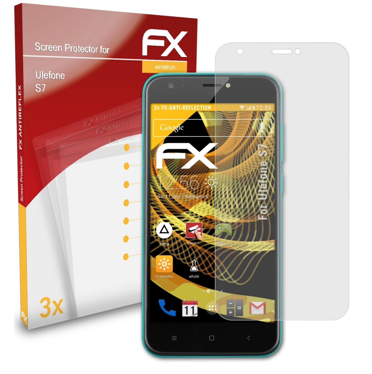 ATFOLIX 3x Ulefone FX-Antireflex Displayschutz(für S7)