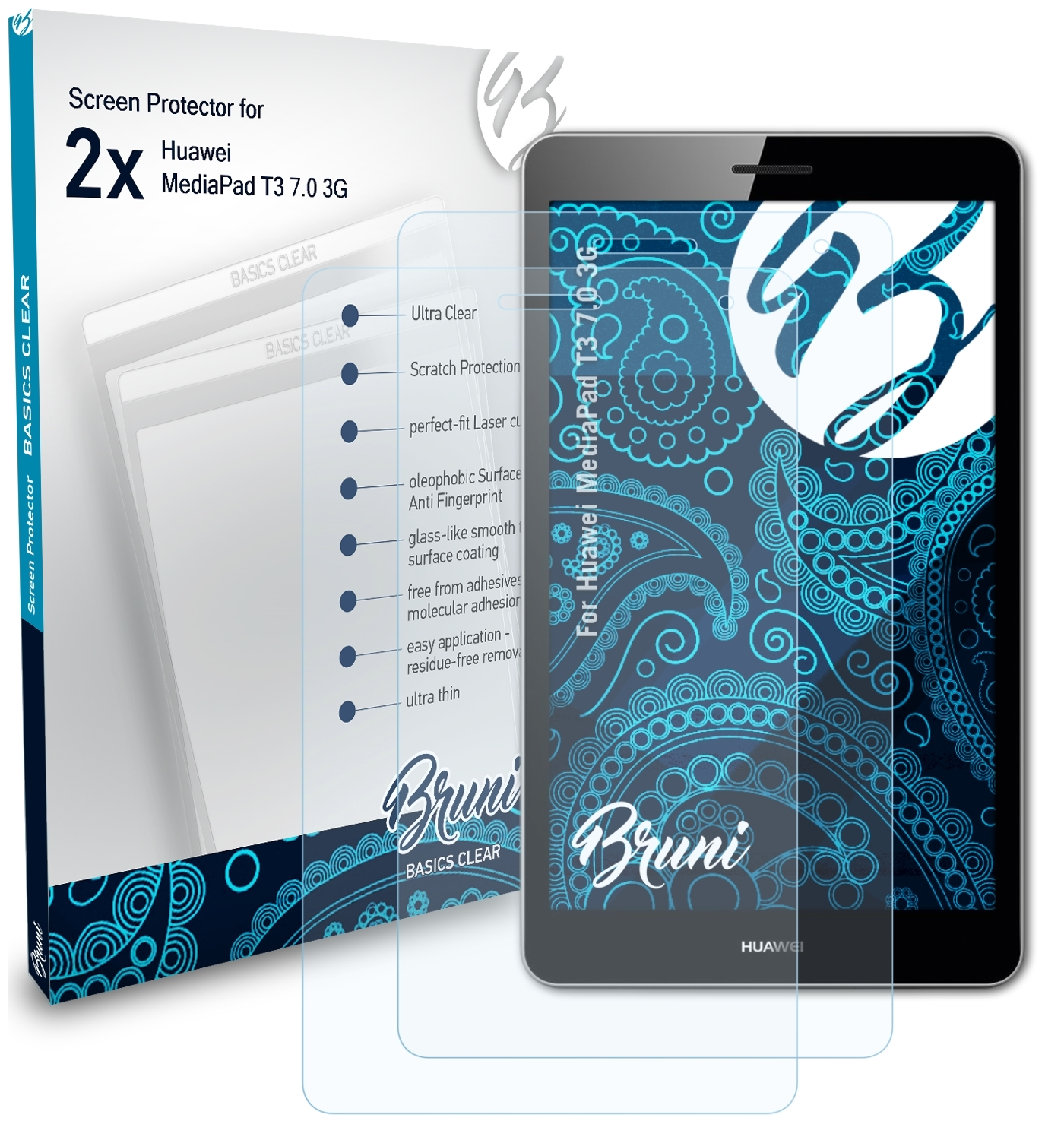 MediaPad Basics-Clear 2x Schutzfolie(für 7.0 3G) T3 Huawei BRUNI