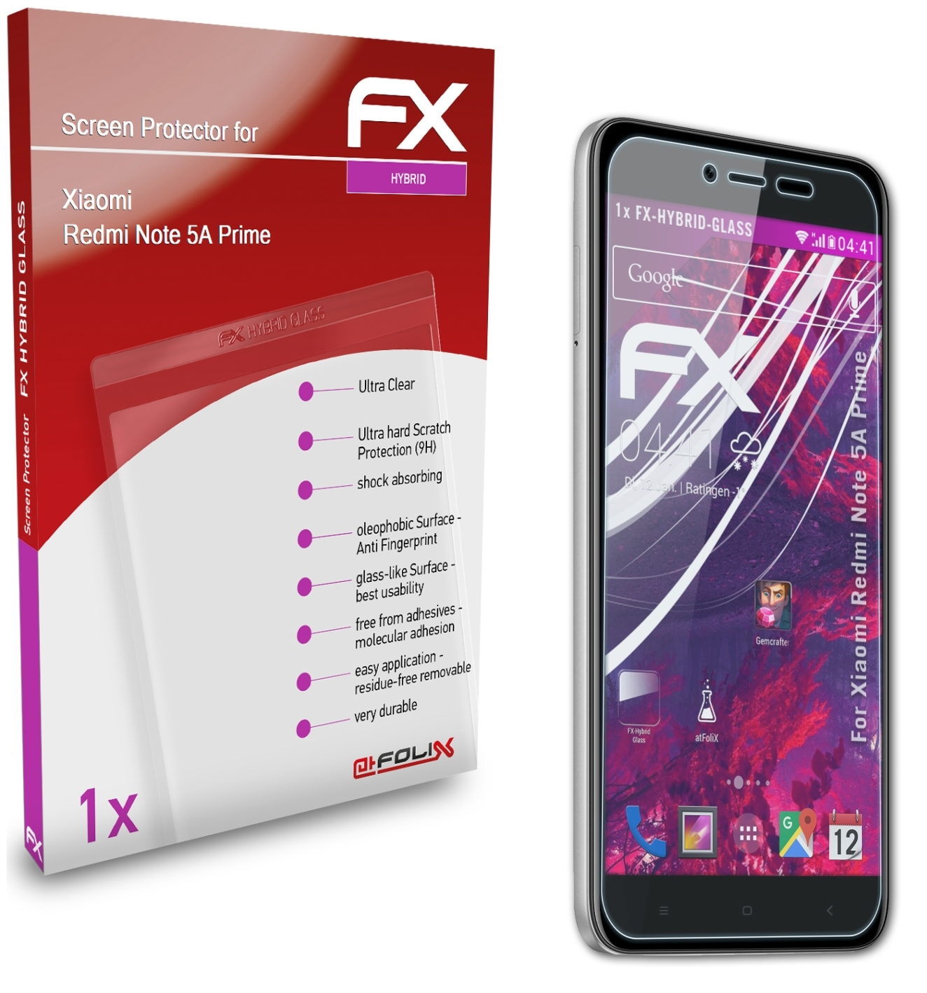 ATFOLIX FX-Hybrid-Glass Schutzglas(für Note Xiaomi 5A Redmi Prime)