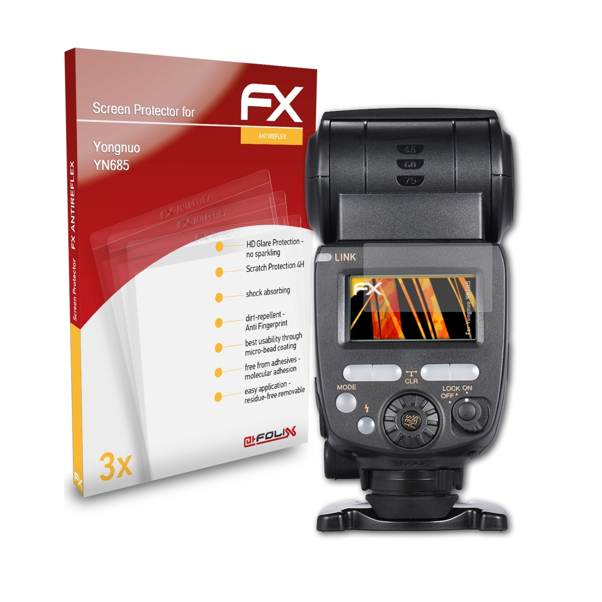 ATFOLIX 3x FX-Antireflex Displayschutz(für Yongnuo YN685)