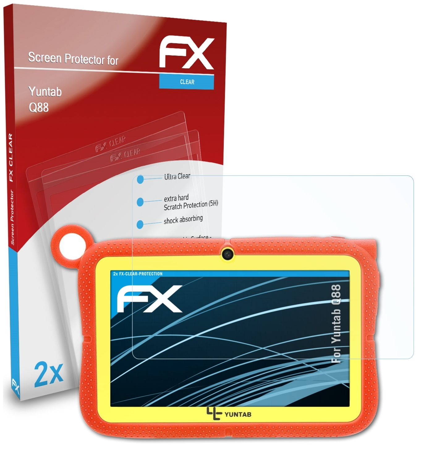 FX-Clear ATFOLIX Q88) Yuntab Displayschutz(für 2x
