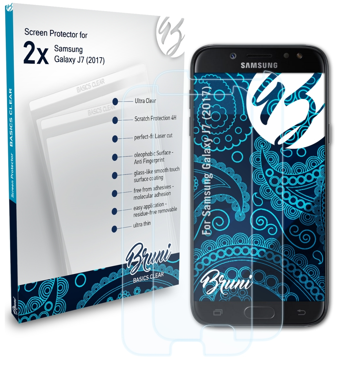 BRUNI 2x Basics-Clear Samsung Galaxy J7 Schutzfolie(für (2017))