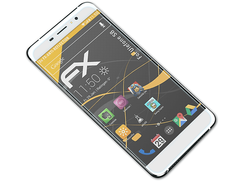 3x Ulefone ATFOLIX FX-Antireflex S8) Displayschutz(für
