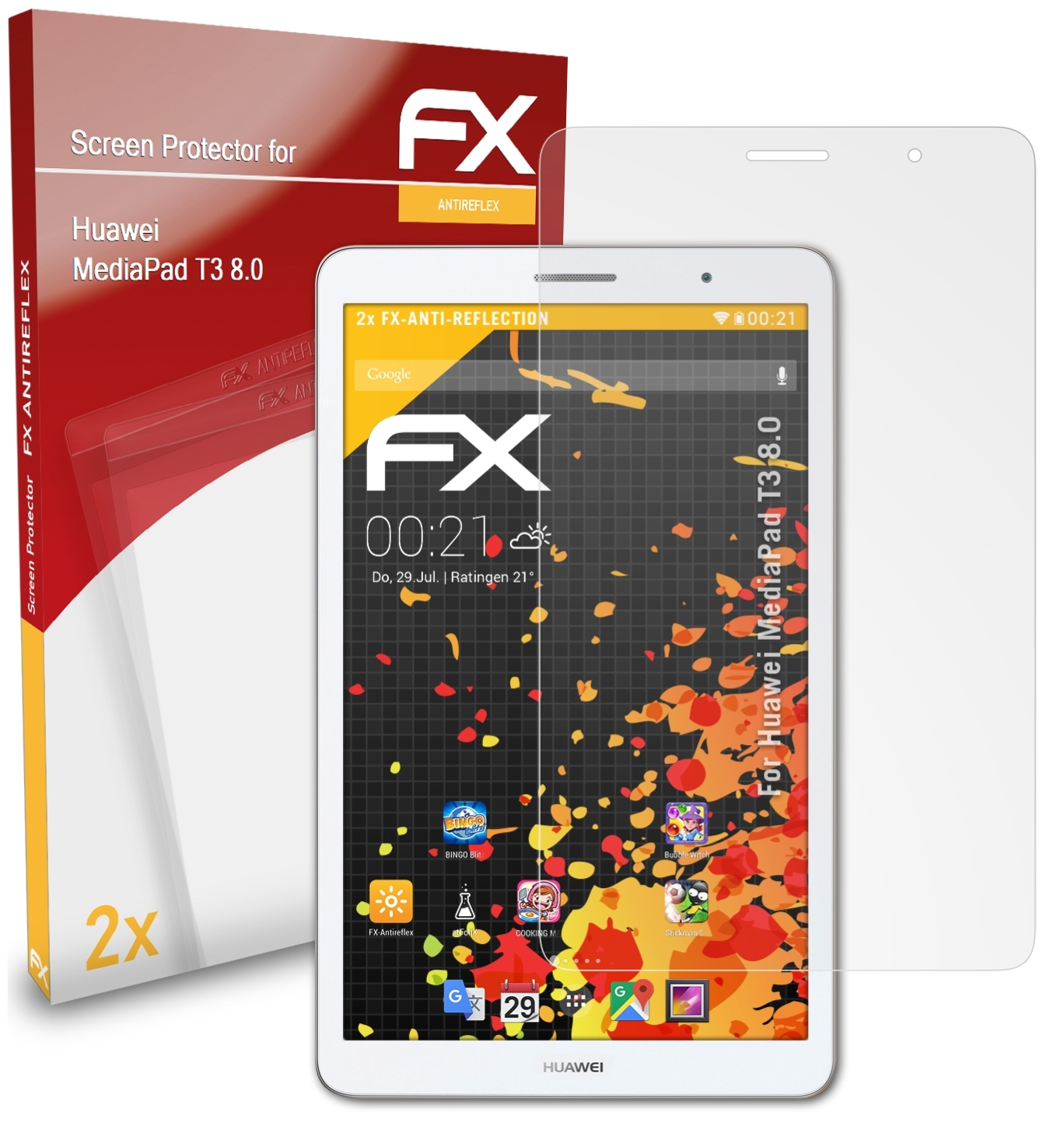 2x T3 MediaPad ATFOLIX Huawei 8.0) FX-Antireflex Displayschutz(für