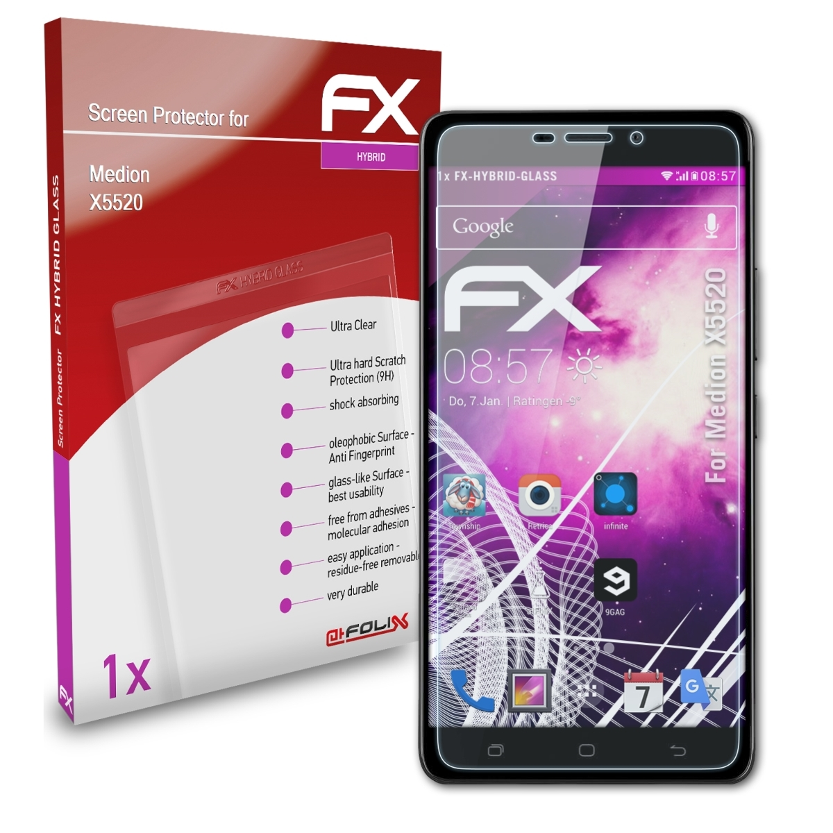 ATFOLIX FX-Hybrid-Glass Schutzglas(für Medion X5520)