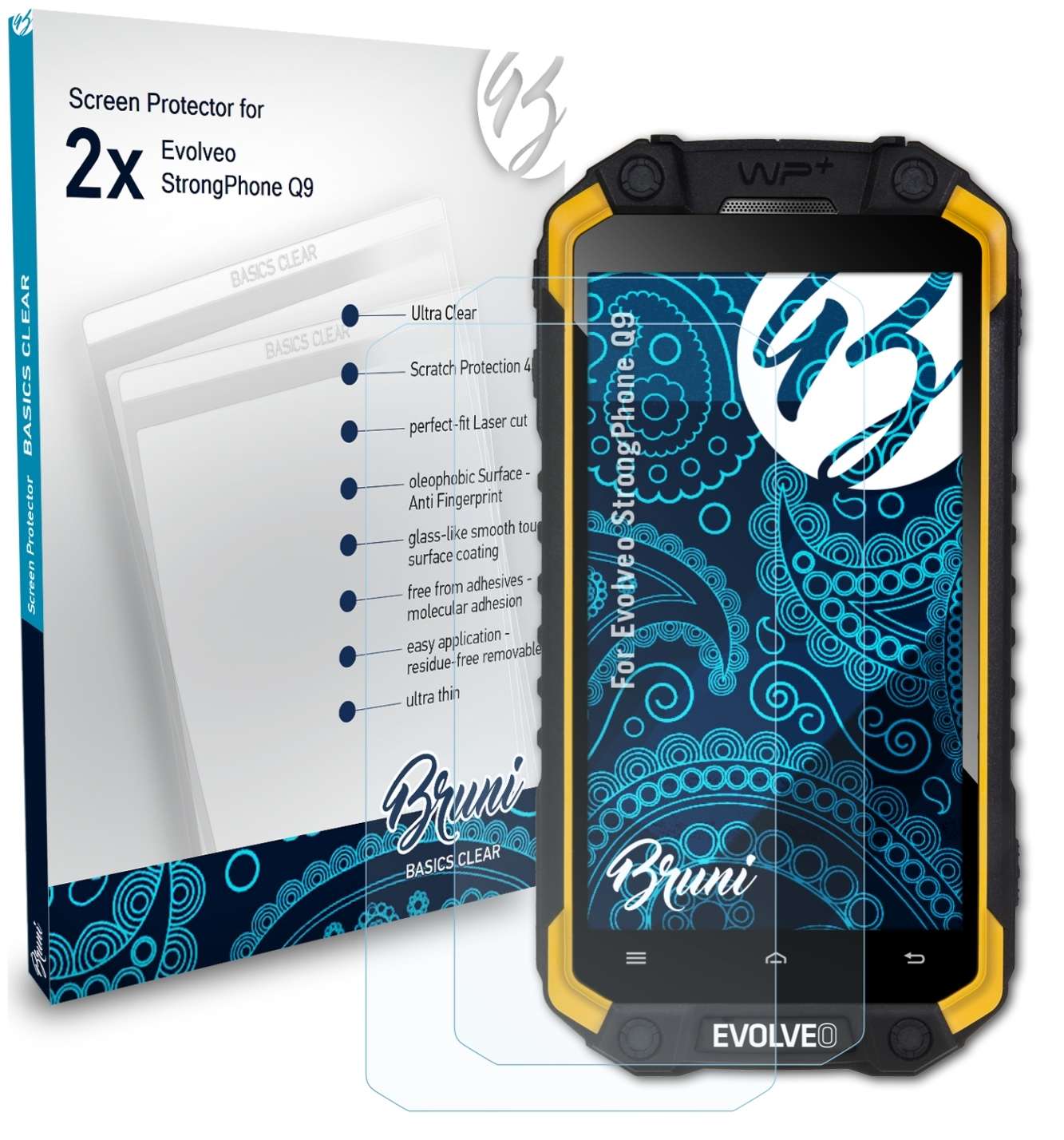 Evolveo Schutzfolie(für Basics-Clear Q9) BRUNI 2x StrongPhone