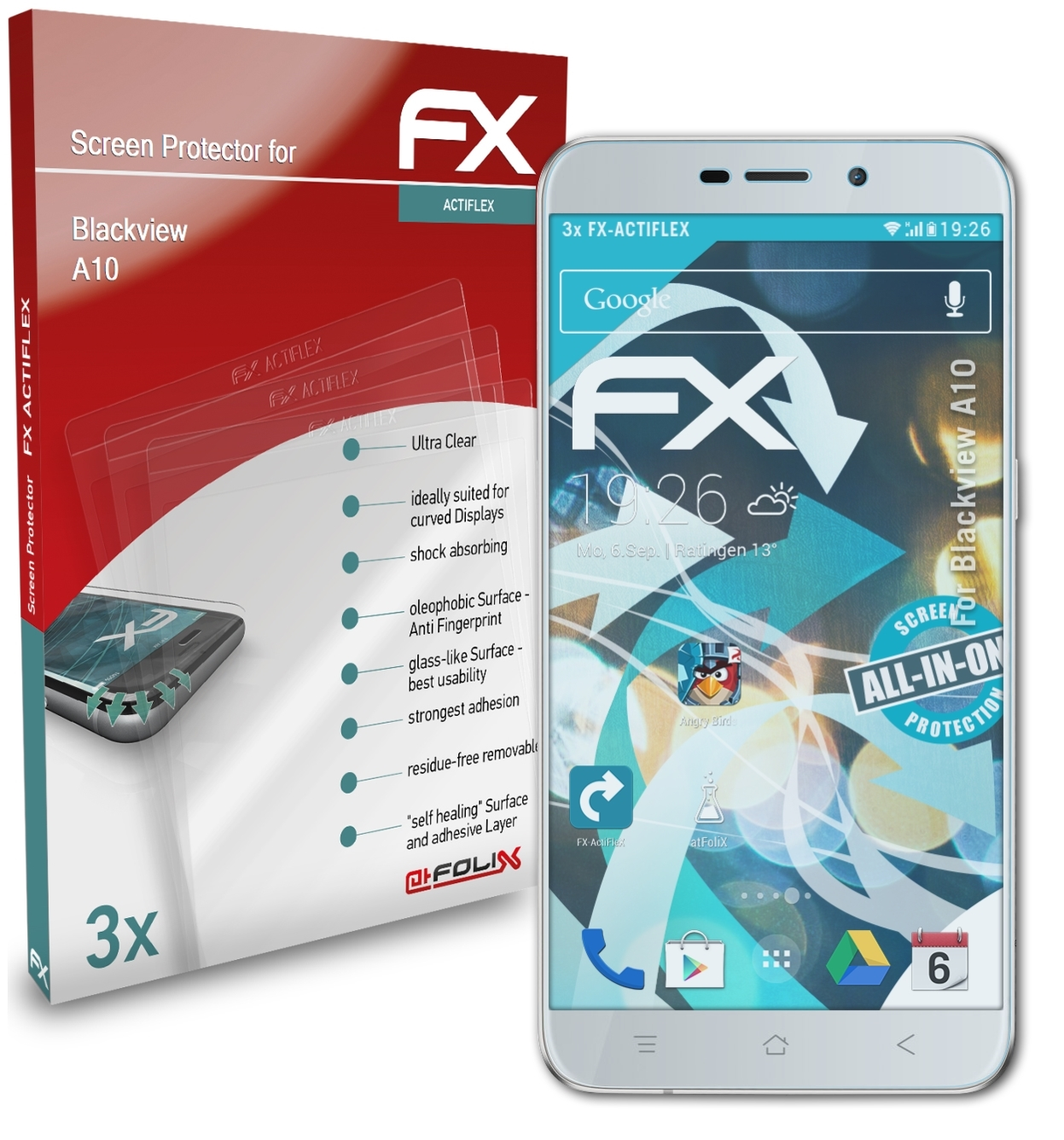 ATFOLIX 3x FX-ActiFleX Displayschutz(für Blackview A10)