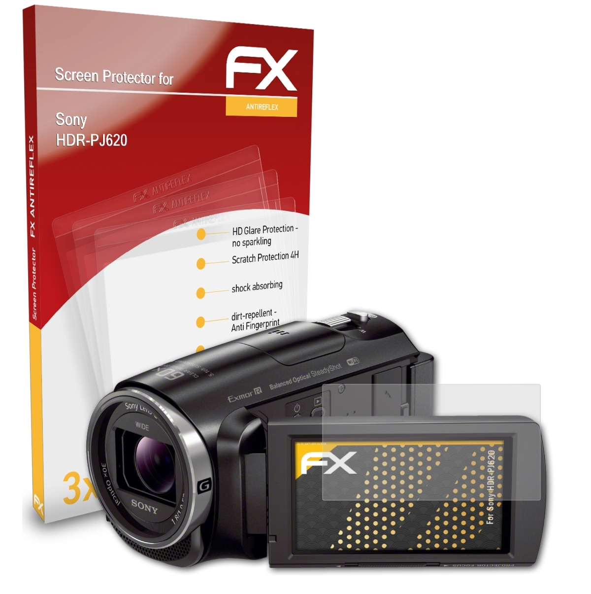 3x FX-Antireflex Sony ATFOLIX Displayschutz(für HDR-PJ620)