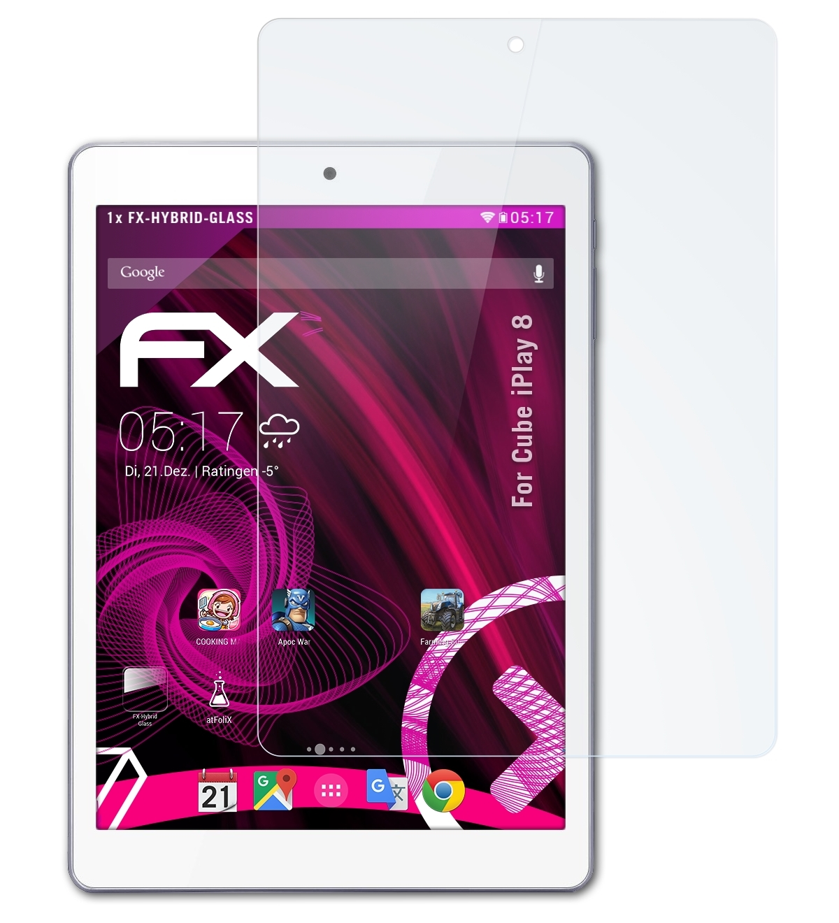 iPlay 8) FX-Hybrid-Glass Schutzglas(für Cube ATFOLIX