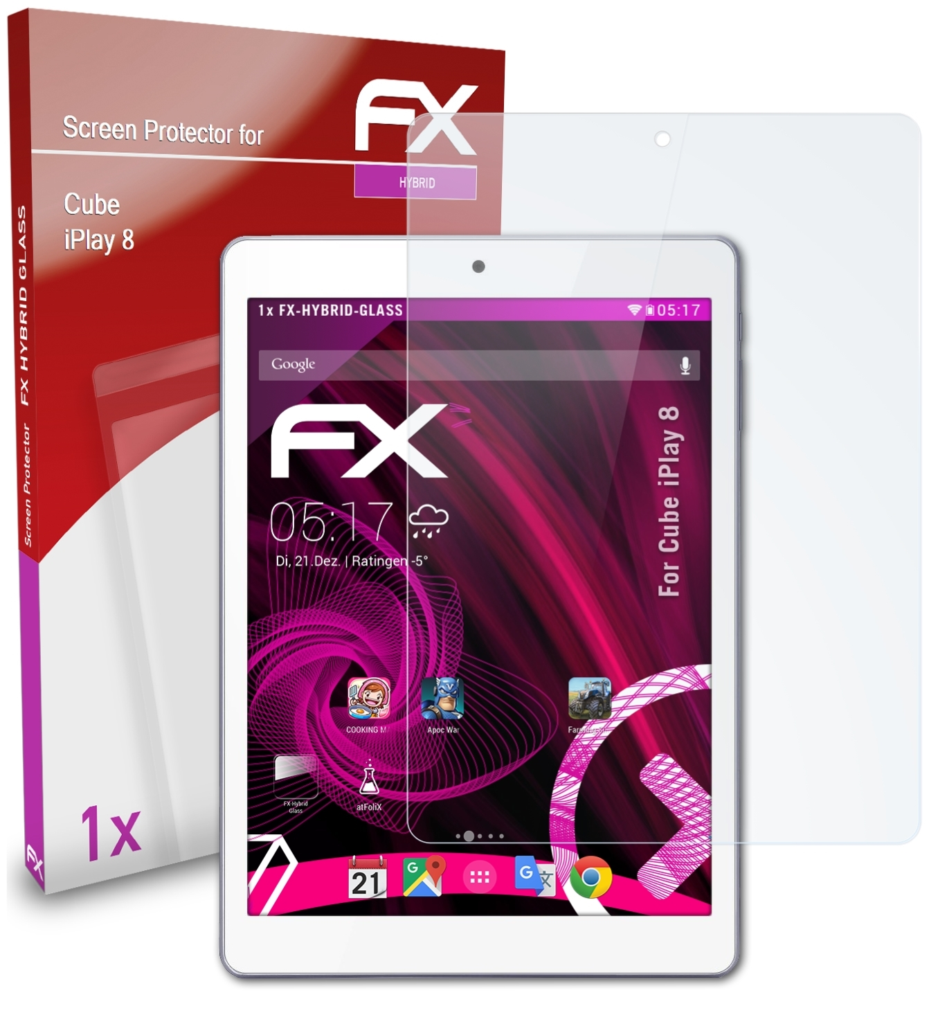 iPlay 8) FX-Hybrid-Glass Schutzglas(für Cube ATFOLIX