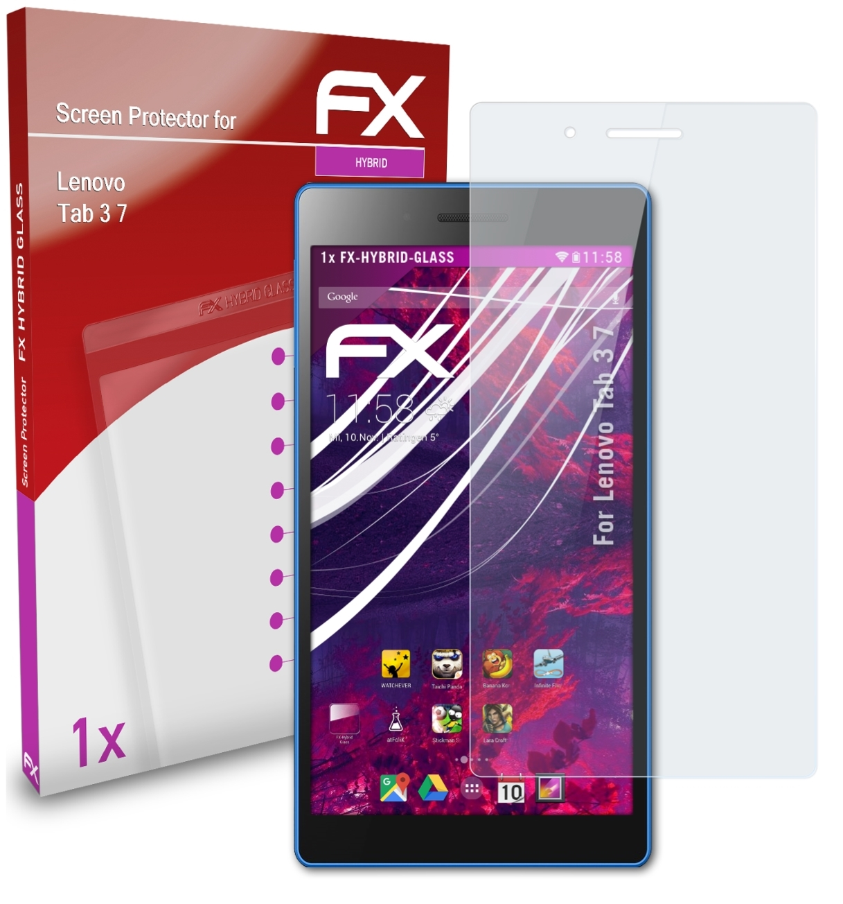 ATFOLIX FX-Hybrid-Glass Schutzglas(für Lenovo Tab 3 7)