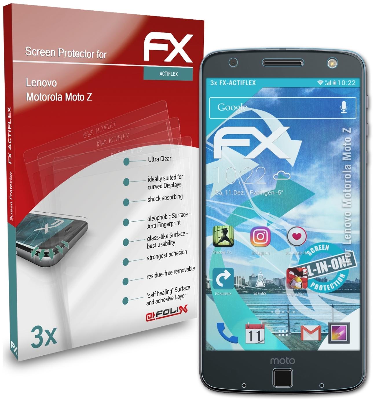 ATFOLIX 3x FX-ActiFleX Displayschutz(für Lenovo Motorola Z) Moto