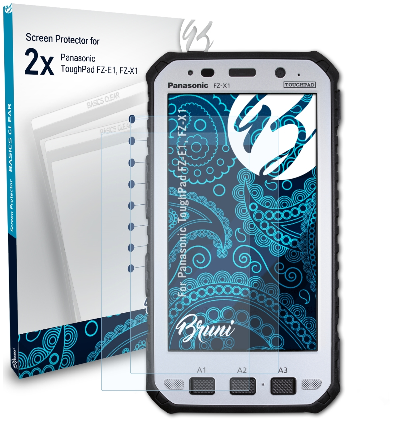 BRUNI 2x Basics-Clear FZ-E1, Schutzfolie(für ToughPad Panasonic FZ-X1)