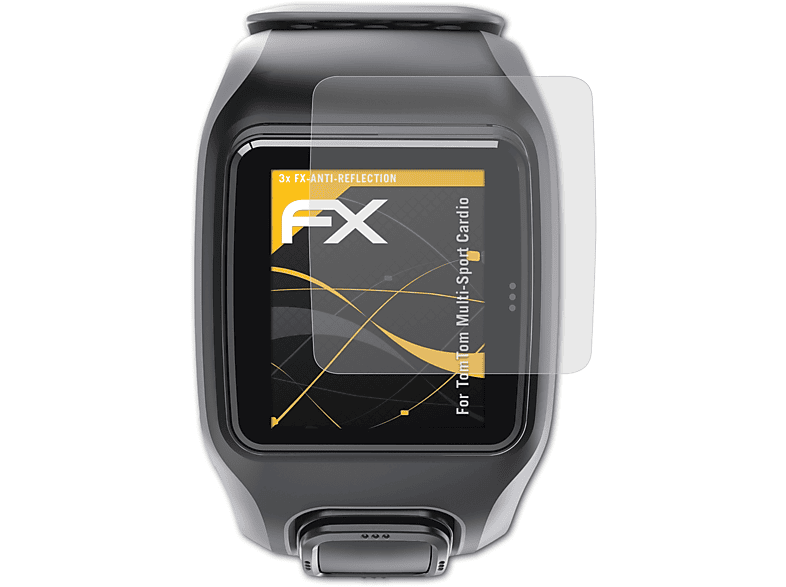 ATFOLIX 3x FX-Antireflex TomTom Displayschutz(für Multi-Sport Cardio)
