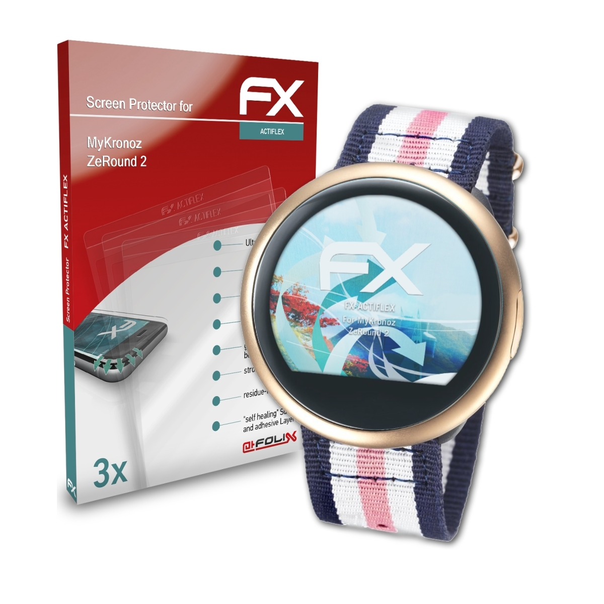 ATFOLIX 3x FX-ActiFleX MyKronoz Displayschutz(für ZeRound 2)