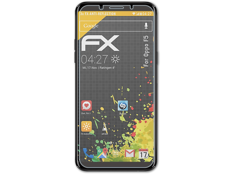 ATFOLIX 3x FX-Antireflex F5) Displayschutz(für Oppo