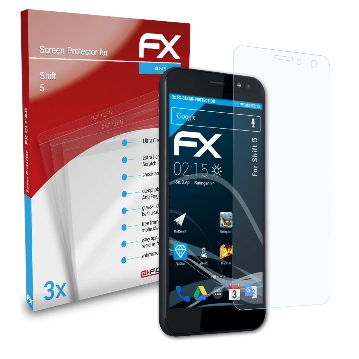 ATFOLIX 3x FX-Clear Displayschutz(für Shift 5)