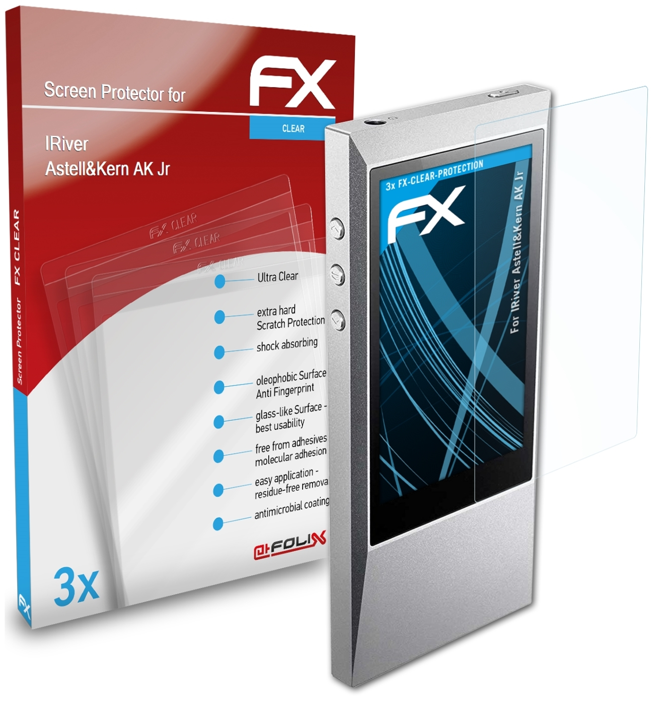 AK Astell&Kern FX-Clear IRiver Displayschutz(für 3x Jr) ATFOLIX