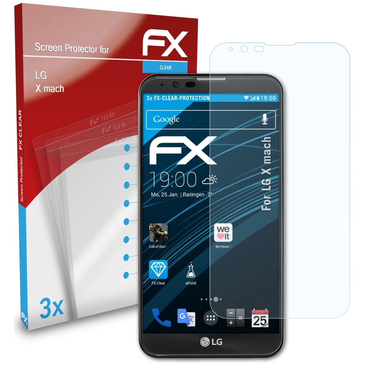 ATFOLIX 3x mach) LG FX-Clear X Displayschutz(für