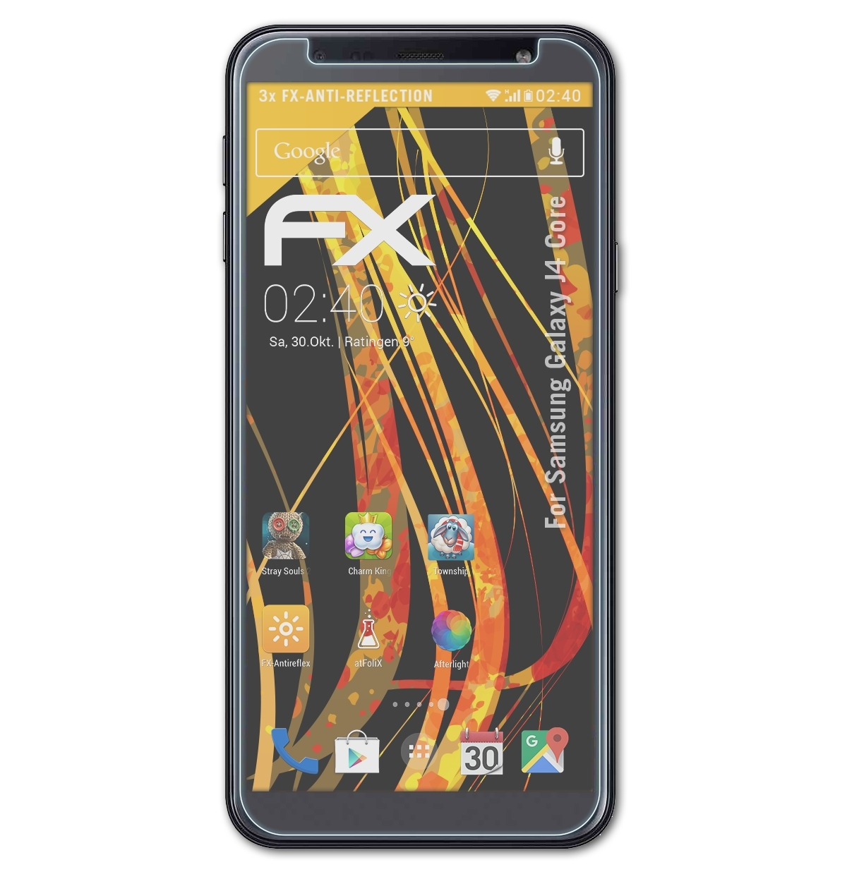 ATFOLIX 3x FX-Antireflex Galaxy J4 Samsung Displayschutz(für Core)