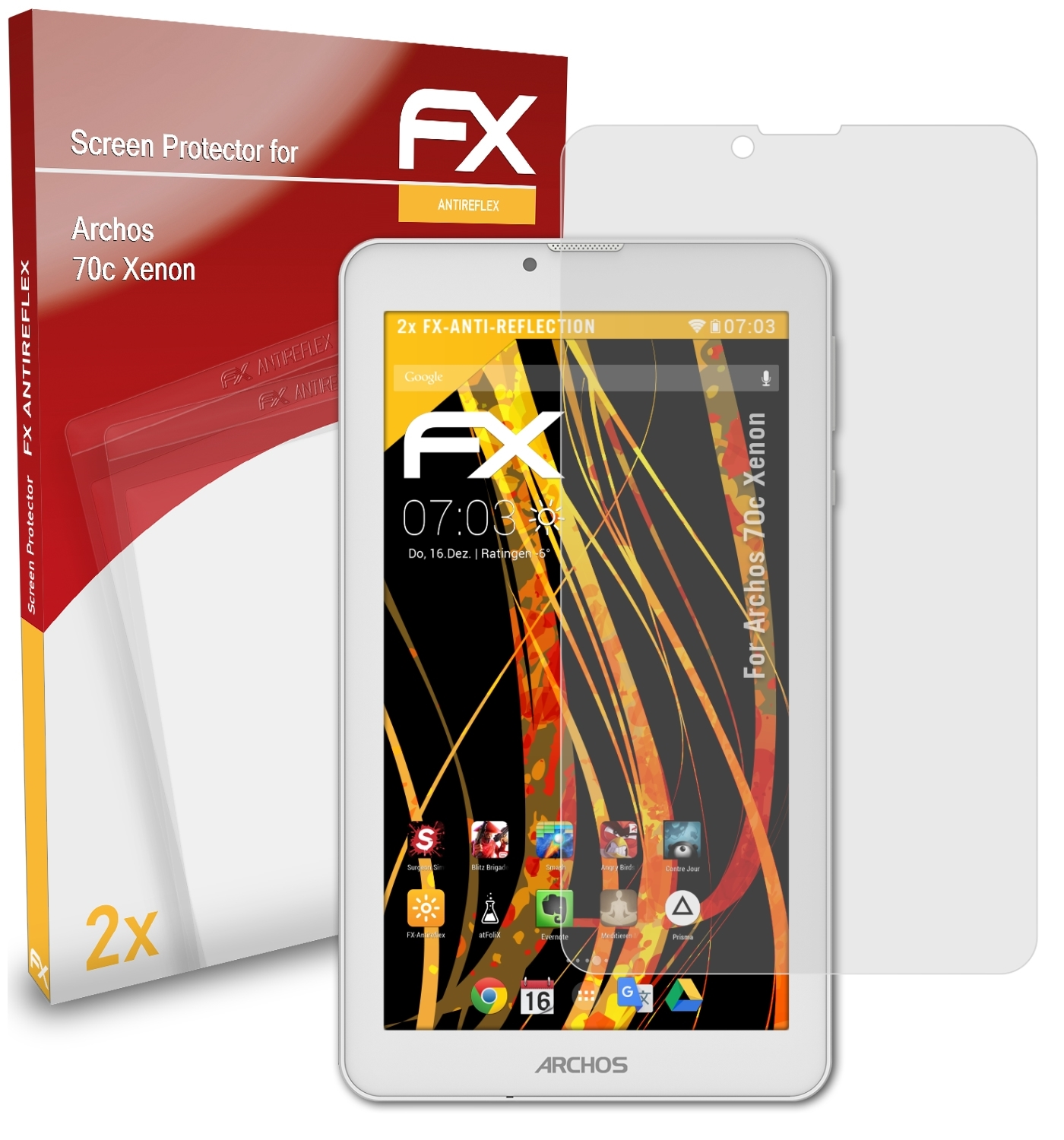 ATFOLIX 2x Displayschutz(für Xenon) FX-Antireflex Archos 70c