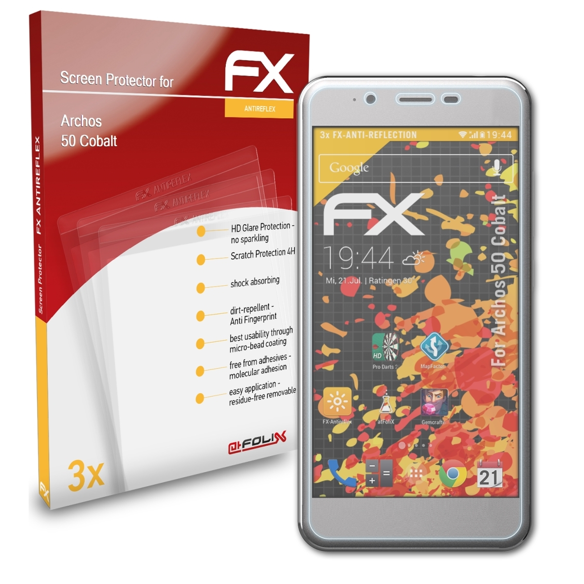 ATFOLIX 3x FX-Antireflex Displayschutz(für Archos Cobalt) 50