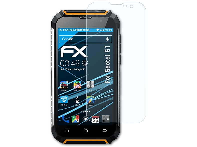 ATFOLIX 3x FX-Clear Displayschutz(für Geotel G1)