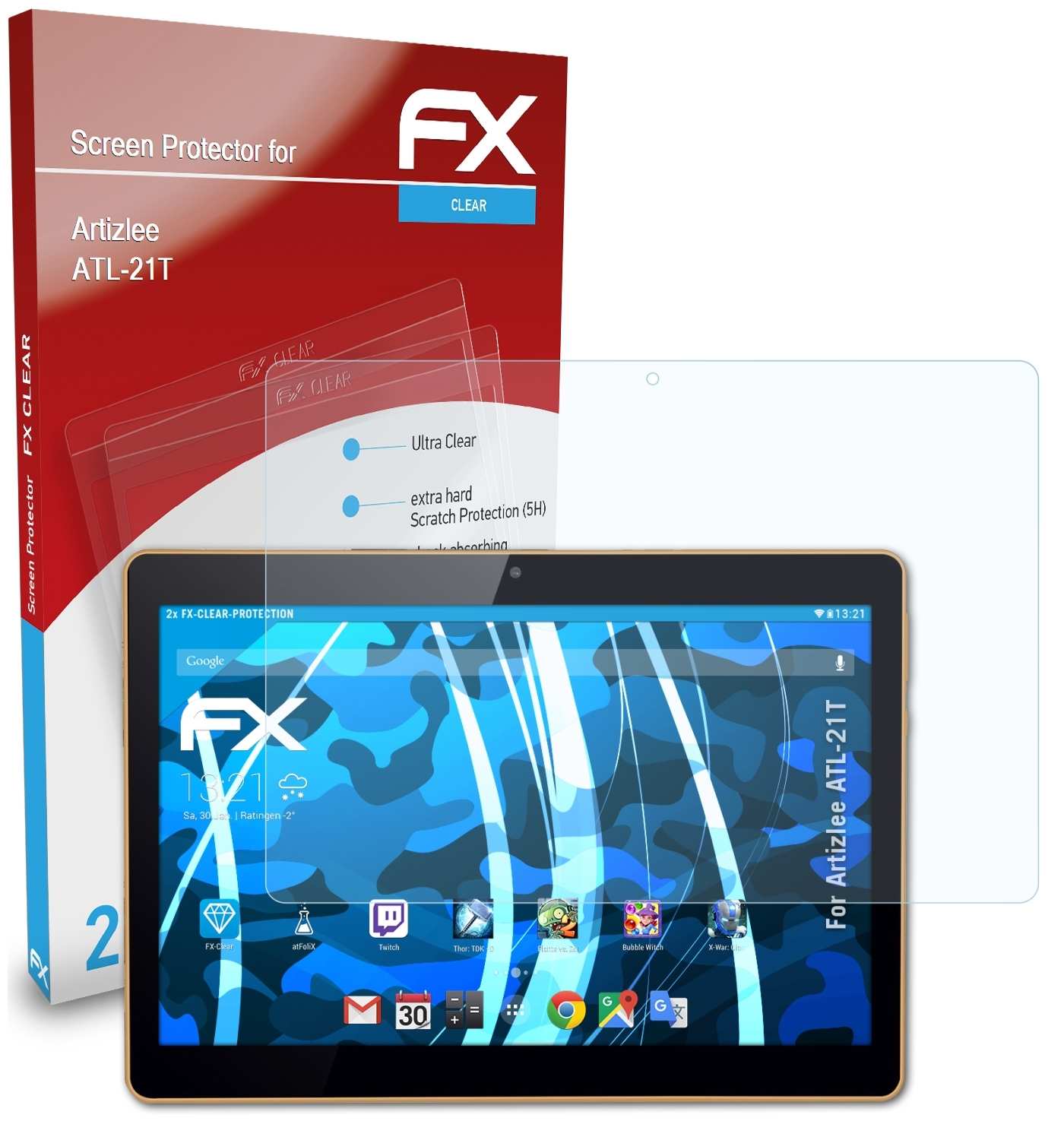 ATFOLIX 2x FX-Clear Artizlee ATL-21T) Displayschutz(für