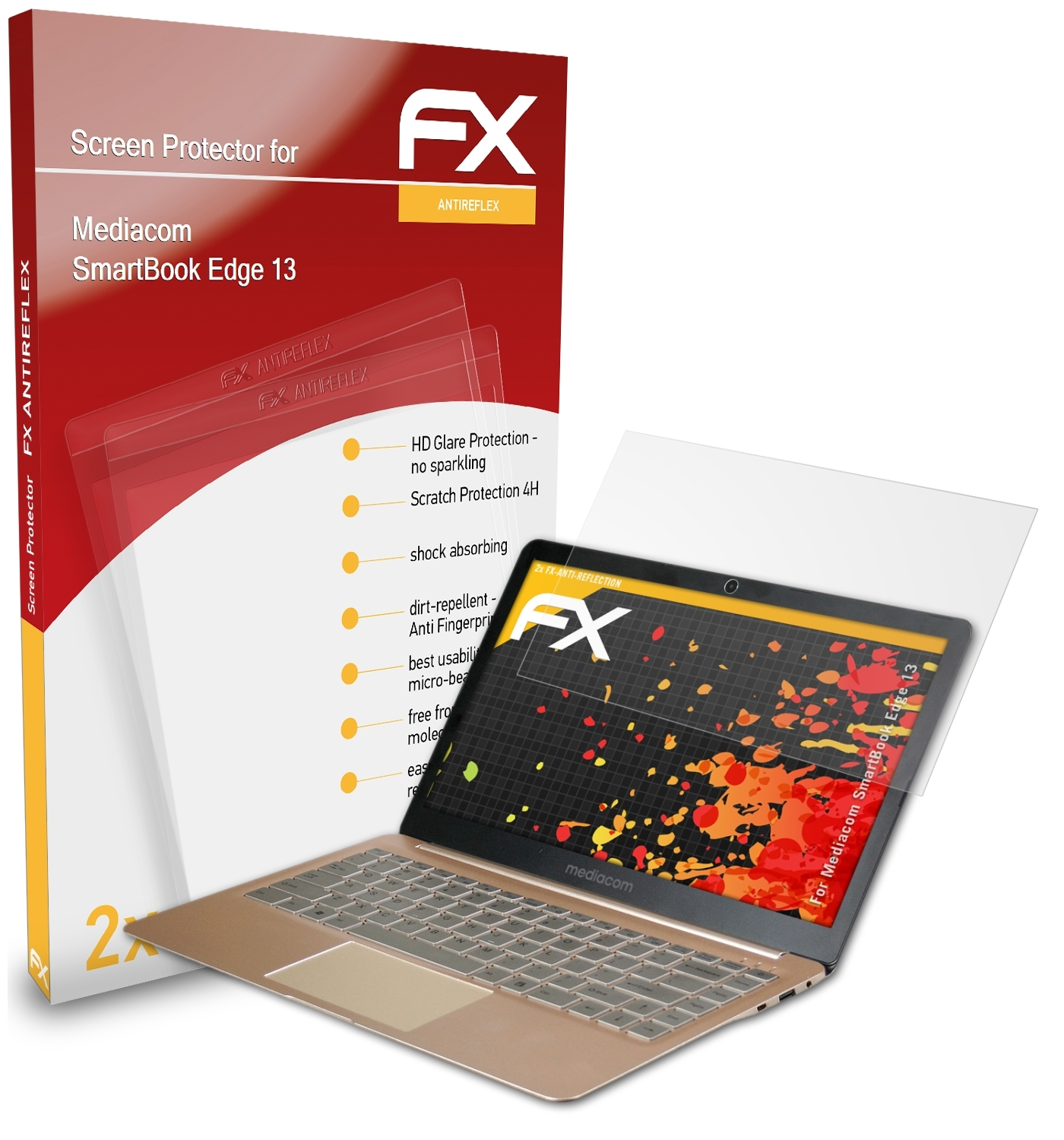 SmartBook ATFOLIX 2x FX-Antireflex Edge Mediacom Displayschutz(für 13)