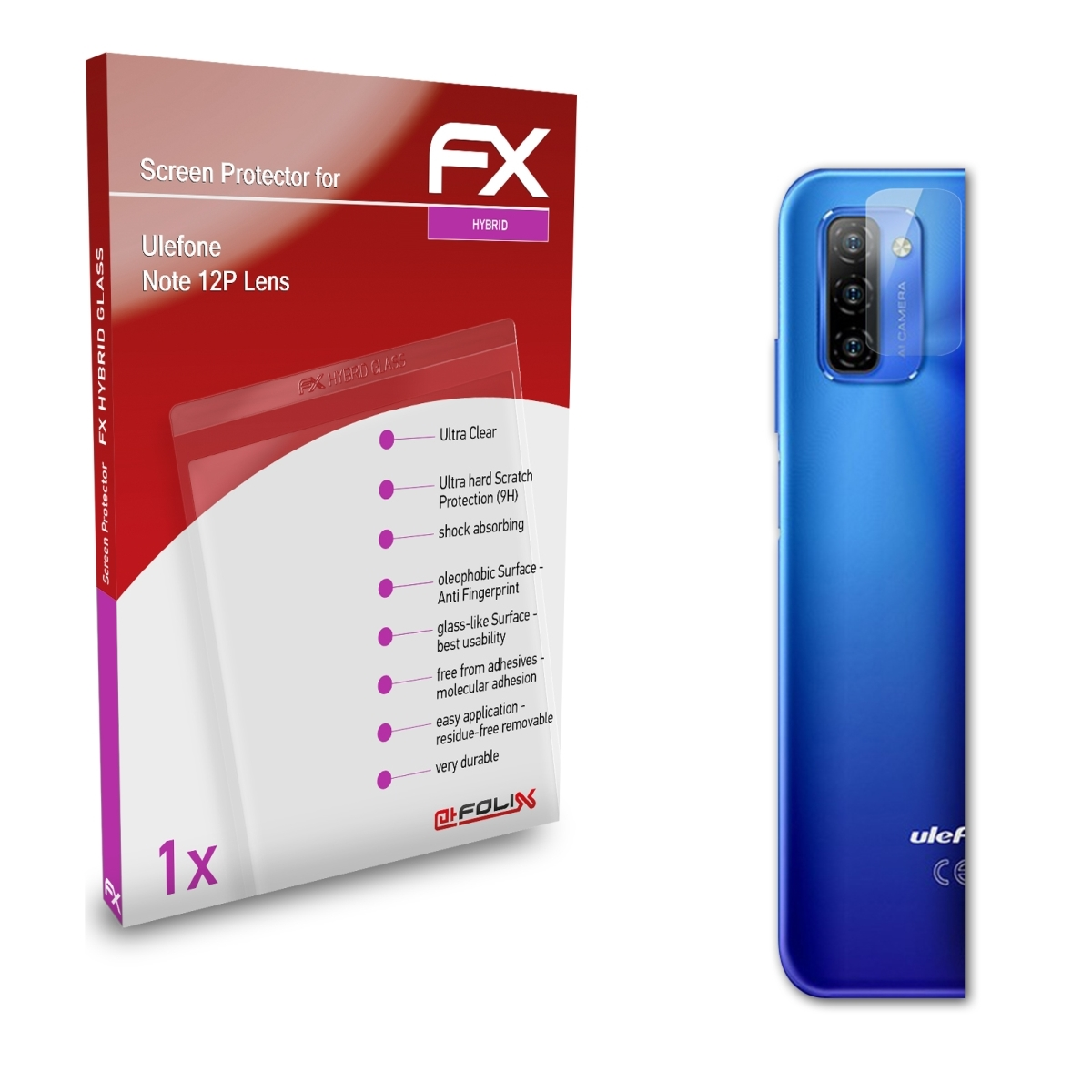 ATFOLIX FX-Hybrid-Glass Schutzglas(für Lens) Note 12P Ulefone